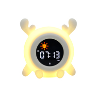 Veilleuse LED miniature de style hôtelier avec affichage Lune et Soleil, design 3D en forme d'animal, réveil RGB, idée cadeau de voyage intelligent pour enfants