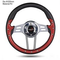 Setir Balap Universal Hitam Merah PVC/PU/Kulit Diameter 320/350mm untuk Audi Volkswagen Porsche