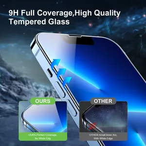 עבור iPhone 14 מסך מגן 1 2 חבילות זכוכית 3D מלא מסגרת פרימיום מזג 9H קשיות רך קצה קל להחיל עבור iPhone 12 13
