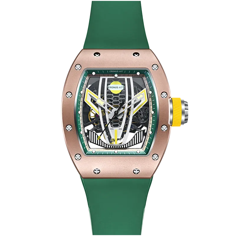 Serie Racing orologio in ceramica con vetro zaffiro per orologio meccanico automatico di lusso con quadrante in rame puro cinturino in gomma da 21m