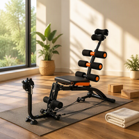 Appareil multifonctionnel 6-en-1 pour tonifier les abdominaux, renforcer le dos, entraînement du tronc, machine à sit-up, appareil d'entraînement au plank, utilisation à domicile