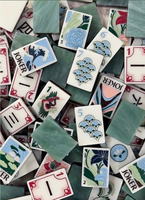 Set Mahjong Amerika Mewah Tiga Lapis Akrilik Desain Seni Botani Retro dengan Joker