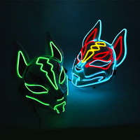 Masque facial LED Halloween 2025 Sky Fox, masque de fête lumineux, matériau PVC