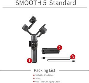 <span class=keywords><strong>Stabilisateur</strong></span> de téléphone <span class=keywords><strong>ZHIYUN</strong></span> Smooth 5, <span class=keywords><strong>stabilisateur</strong></span> de smartphone à 3 axes avec poignée trépied - Product Image 2