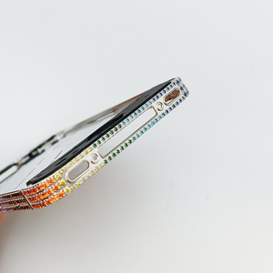Sẵn sàng phong cách cổ phiếu cho iPhone 4 bạch kim mạ điện thoại khung với tay Inlayed đầy màu sắc Zircon bezel giữa khung - Product Image 3