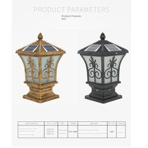 Aluminium Matériau Imperméable Fantaisie Porte Principale Carré Vintage Décoratif Extérieur Led Jardin Solaire Pilier Lumière - Product Image 6
