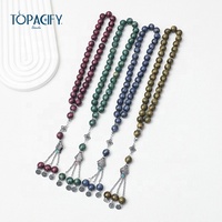 Collier de prière saoudien arbre de vie pierre multicolore Tasbih Islam chapelet Hamsa Allah perles pour musulman