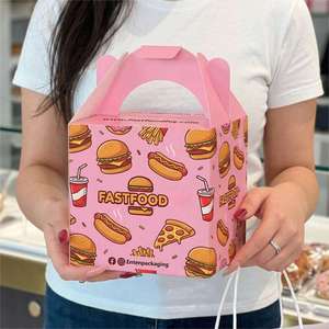 Bolsa de Papel para Llevar Comida, con Logotipo Personalizado, Empaque de Papel de Grado Alimenticio para Comida Rápida, Caja para Hamburguesas, Caja para Papas Fritas - Product Image 3
