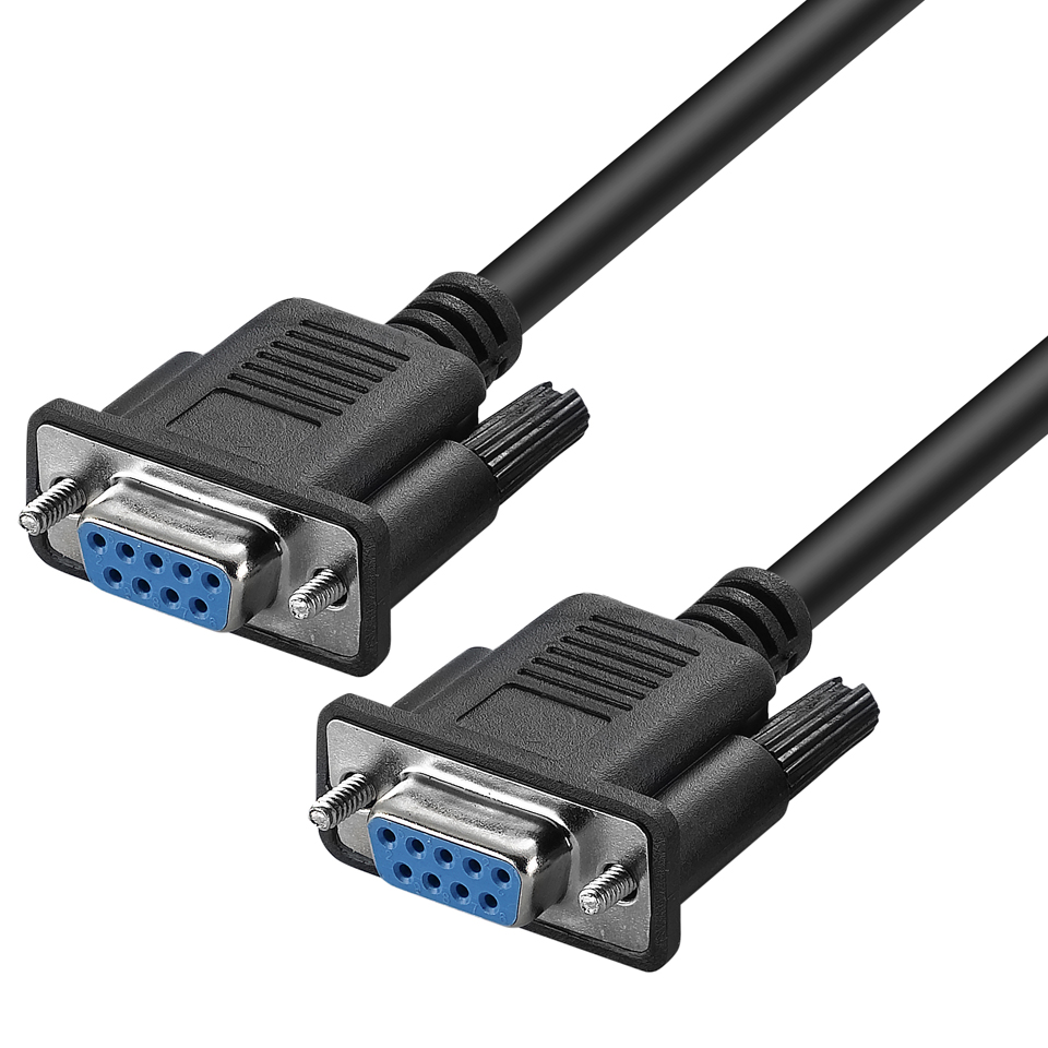 Cable de cobre negro DB9, extensión hembra a hembra RS232, Serial RS232, módem sin Serie F/F, Cable de 9 pines RS232