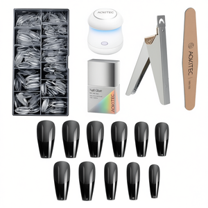 Kit de capsules d'ongles Aokitec 504 pièces, couverture complète avec colle, ensemble de manucure et pédicure, qualité professionnelle de salon, pour adultes - Product Image 1