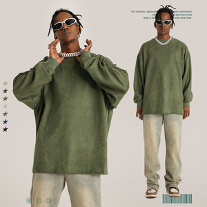 <span class=keywords><strong>Stuart</strong></span> 2023 New Suede 360gsm Casual Warmth camiseta en blanco de gran tamaño suelta hombres y mujeres Camiseta de manga larga - Product Image 3