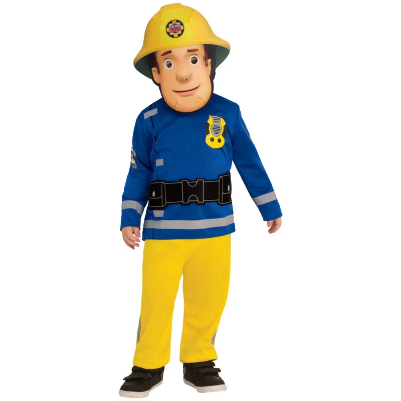 Child Cartoon Fireman Sam Small Rescue Play Performances Dress-up Outfit Kids Cosplay Halloween Costumes Suits