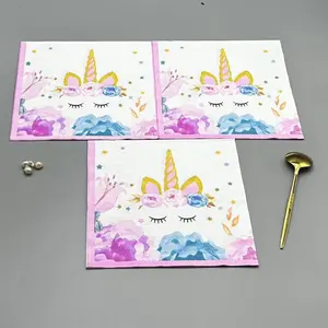 Art Tissue Girl Birthday Party Supplies Unicorn Theme Tableware Set Party Disposable Napkins Unicorn Napkin