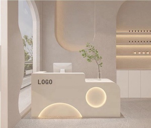 Modern Designed Solid Wood Front <b>Desk</b> Reception <b>Desk</b> for <b>Small</b> Women's Clothing Store Barber Shop Paint Bar & Beauty Salon - Product Image 3