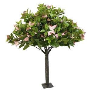 Grand arbre artificiel de <span class=keywords><strong>cerisier</strong></span> rouge géant pour intérieur, avec centre de table rouge, pot personnalisé, branches et buissons en plastique - Product Image 1