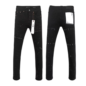 Vaqueros elásticos ajustados góticos de alta calidad para hombre, Vaqueros azules, Vaqueros juveniles de moda de hip-hop, colección de invierno de cintura alta - Product Image 2