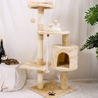 Arbre à chat et maison intégrés en sisal pour le commerce international, structure d'escalade multi-niveaux avec griffoir, style minimaliste