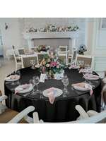 Nappe ronde noire en satin