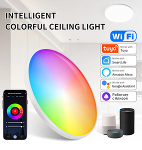 Tuya Wifi dual-chế độ RGB + WW + CW Vòng Trần Đèn AC220V 24W cuộc sống thông minh cho Alexa Google trợ lý mờ ảo ảnh Đèn - Product Image 2