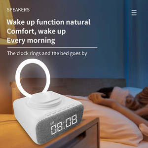 OEM Smart Wireless Bt Music Speakers With Wireless Charger <b>LED</b> Lamp Wake up Light Alarm <b>Clock</b> - Product Image 4