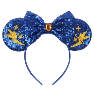 Nuova Bella Fata Del Mouse Orecchie di Prua Fascia Paillettes Arco Del Fumetto Elfi Per Le Donne Festival Hairband Delle Ragazze Accessori Dei Capelli Del Partito 2021