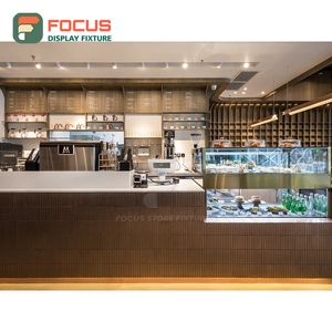 Commercial Coffee Merchandise Display Rack Solid Wood Frame Open Shelf Layout Coffee <b>Bar</b> Display Rack - Product Image 3