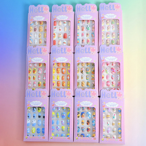Nuevas 24 <span class=keywords><strong>Uñas</strong></span> Postizas Infantiles de Dibujos Animados por Caja, <span class=keywords><strong>Uñas</strong></span> Postizas de Cobertura Completa, <span class=keywords><strong>Uñas</strong></span> Acrílicas Desmontables con Pegamento, Decoración de <span class=keywords><strong>Manicura</strong></span> para Niños - Product Image 4