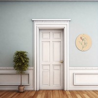 Panneau mural rond en aluminium, art floral minimaliste, 20 cm (8 po), peinture métallique ronde imprimée UV pour chambre et bureau