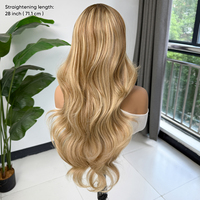 Perruque Lace Front Longue 13x4 en Fibre Synthétique Premium, Pré-épilée, Résistante à la Chaleur, Sans Colle, pour Femmes Noires