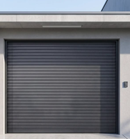 Porte de garage à enroulement en alliage d'aluminium, profil de lamelles gris foncé, commande électrique à distance, économie d'énergie, extérieur pour garage domestique
