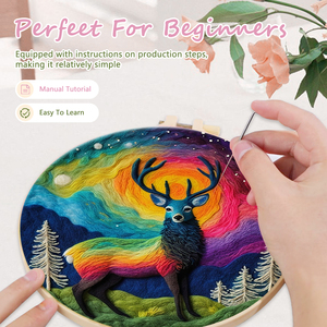 Cho chenistory Aurora Hươu mô hình kim nỉ Starter Kit <span class=keywords><strong>DIY</strong></span> bức tranh Kit cho người lớn với <span class=keywords><strong>Canvas</strong></span> hỗ trợ động vật đối tượng - Product Image 5