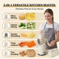 Verstelbare 5 Messen Roestvrijstalen Handmatige Snijmachine Kaas Rasp Groente Mandoline Shredder Cutter Multifunctionele Aardappel Metaal
