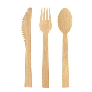 Juego de cuchillo, tenedor y cuchara de bambú, cubiertos desechables para acampar, suministros de cocina ligeros, biodegradables y ecológicos - Product Image 3