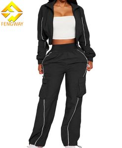 Herbst Winter <span class=keywords><strong>2</strong></span>-Teiliges Set für Sportlerinnen Y2K Kleidung Neuerscheinung Damen Trainingsanzug mit Individuellem Logo Bestickt - Product Image 2