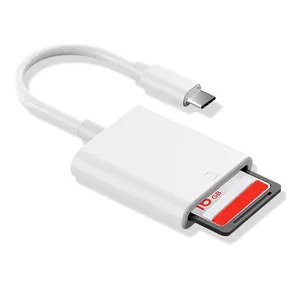 便携式USB C sd卡读卡器白色手机sd卡读卡器带线