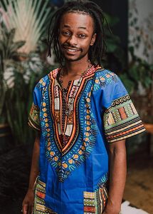 Vêtements traditionnels ethniques africains Ankara <span class=keywords><strong>Chemise</strong></span> dashiki numérique à col en V en tissu tricoté - Product Image 5