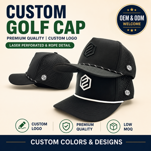 Ultimate 5 Panel Solid Waterproof Golf <b>Cap</b> Custom Embroidery Logo Low MOQ OEM Laser Perforated Breathable <b>Quick</b> <b>Dry</b> Sport Select - Product Image 1