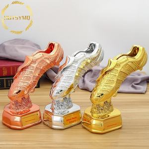 كأس تذكاري ثابت من الراتنج المطلي بالذهب لبطولة كرة القدم، لجائزة أفضل هداف للكرة الذهبية - Product Image 2