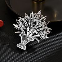 Broche de luxe XILIANGFEIZI, style vintage haut de gamme, motif pot de fleurs, accessoire délicat en cuivre pour mariage et fête
