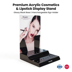 Présentoir de Comptoir en Acrylique Noir Personnalisé pour Rouge à Lèvres, Organisateur de Maquillage, Support Cosmétique avec Porte-Enseigne – Vente en Gros - Product Image 1