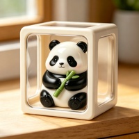 BZY Artigianato in Resina Personalizzabile, Decorazione da Tavolo, Ornamento Curativo per la Casa, Regalo Festivo, Simpatico Panda che Abbraccia il Bambù