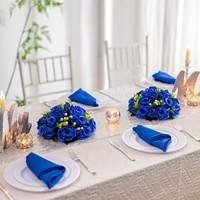 1 PC en gros, décoration d'intérieur, boules de fleurs artificielles en soie roses bleu roi, bouquet, centre de table de mariage