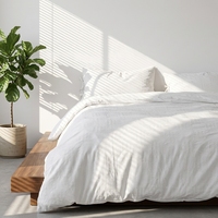 Parure de draps 4 pièces qualité hôtelière, douce et résistante, blanc uni, polyester/coton, linge de lit écologique toutes saisons pour la maison