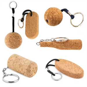 Wooden Travel Souvenir Floating Cork Ball Keyring Recyclable Wine Cork Keychain