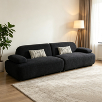 Canapé carré en velours effet montagne enneigée avec rembourrage en éponge, crée une ambiance cosy pour salon de villa, utilisable toute l'année