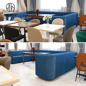 Asientos de sofá de terciopelo en forma de U de lujo, juegos de sillas de mesa de madera personalizados para cafeterías comerciales, hoteles, restaurantes para uso en cafeterías - Product Image 5
