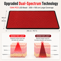 Tapis de luminothérapie OEM à lumière rouge pour tout le corps, 1344 LED, 660nm 850nm, couverture infrarouge proche, modèle Pod, 2000*1050mm, portable, vente en gros, usage domestique et clinique