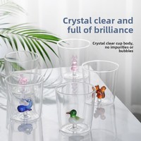 Tasses en verre borosilicate 3D sans PFAS, sans plomb, motif animaux de dessin animé, résistantes à la chaleur, anti-explosion, compatibles micro-ondes et lave-vaisselle