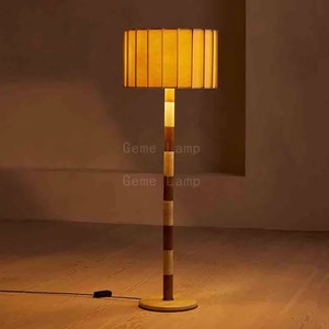 Minimalist Floor <b>Lamp</b> With Pleated Fabric Shade Led Light Source E27 Base For Hotel Rooms And <b>Studies</b> - Product Image 1