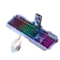 Set Keyboard dan Mouse JSgaming Hot Mechanical Tea Axis Feel 108-Key, Keyboard dan Mouse Berkabel untuk Desktop/Laptop, E-sports Game GX80